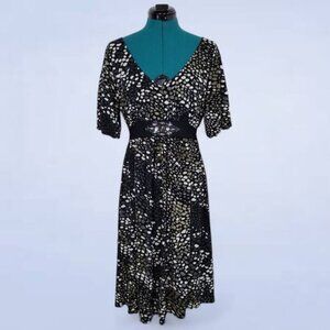 S.L. Fashions Pebble Pattern Dress with Rhinestone Waist Belt - Size 14